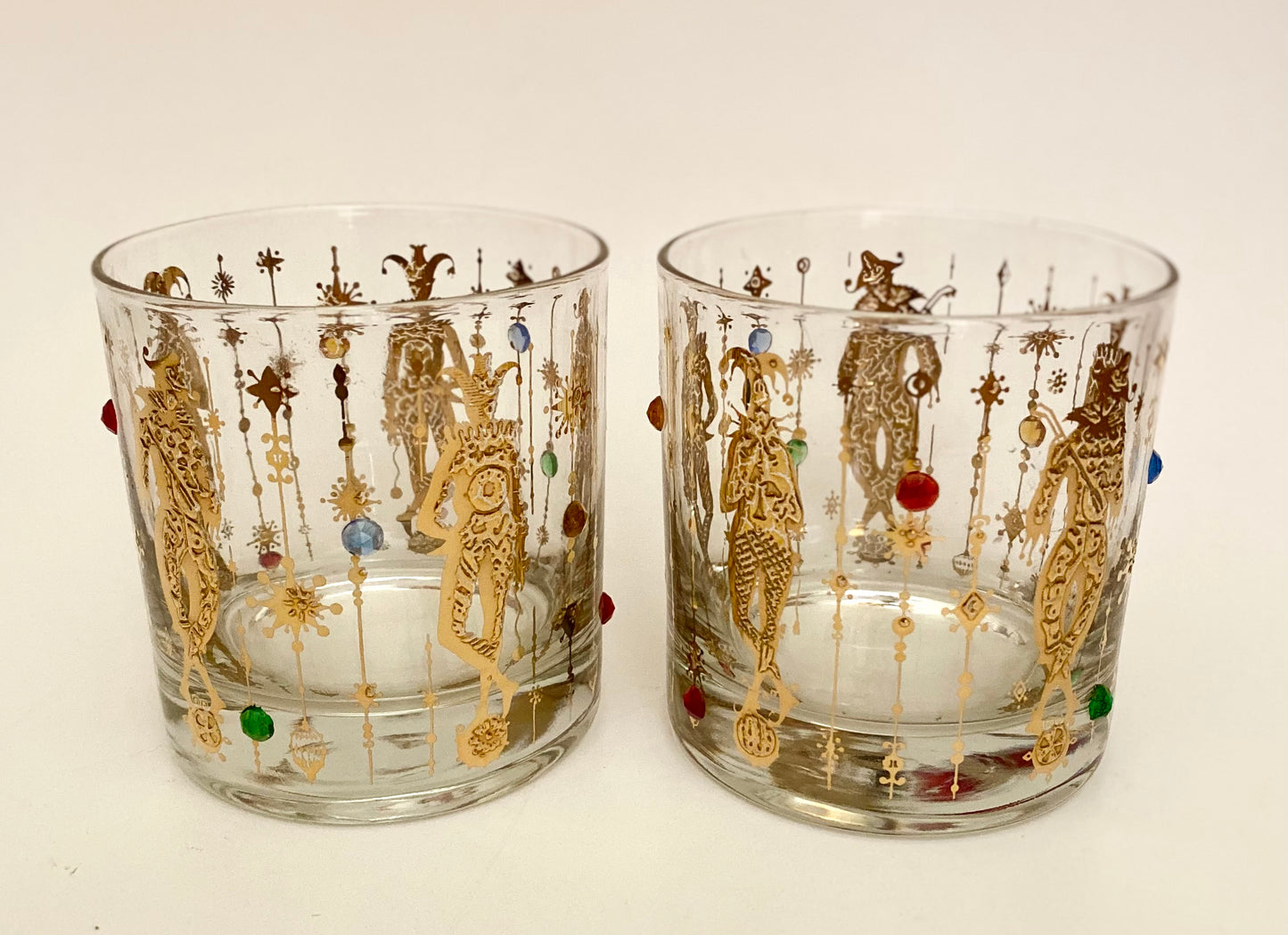 Culver Mardi Gras Jeweled Jester Executive Cocktails (Pair) 1 Available