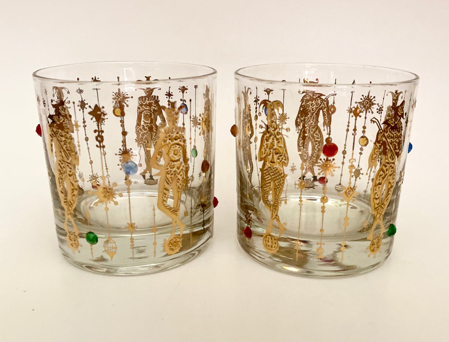 Culver Mardi Gras Jeweled Jester Executive Cocktails (Pair) 1 Available