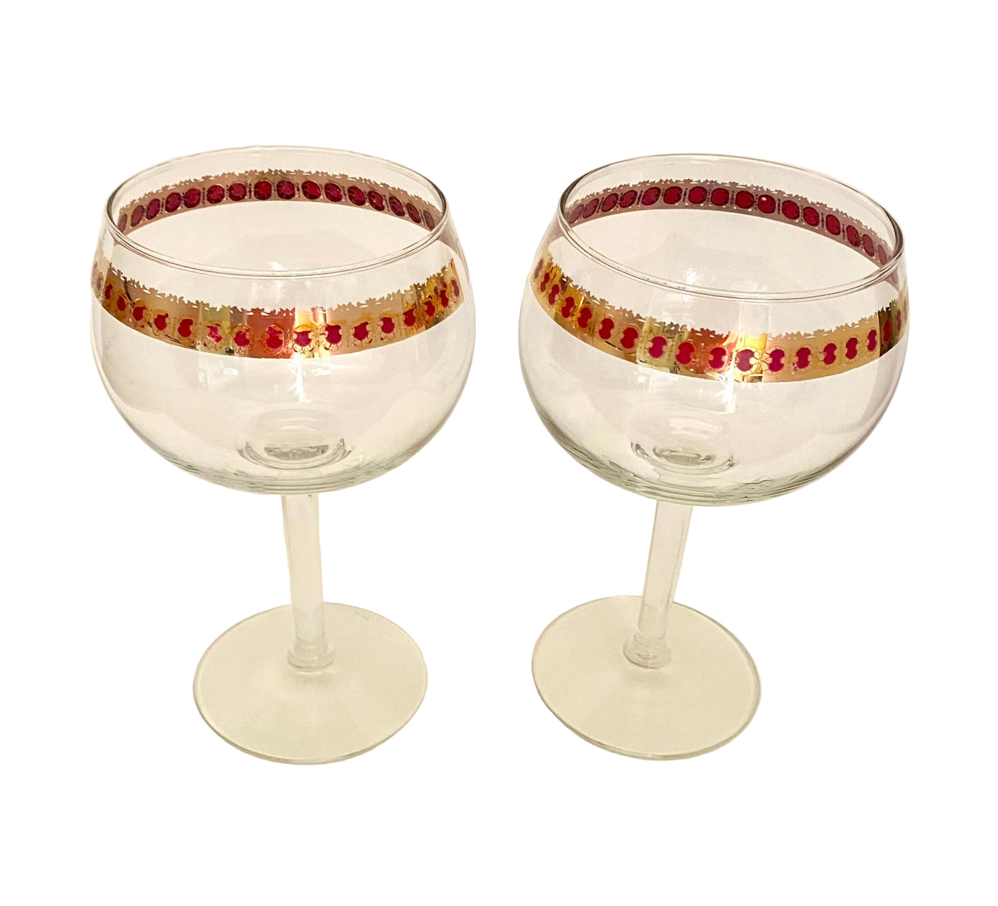 Culver Cranberry Scroll Large Wine Glasses (Pair) 6 Available