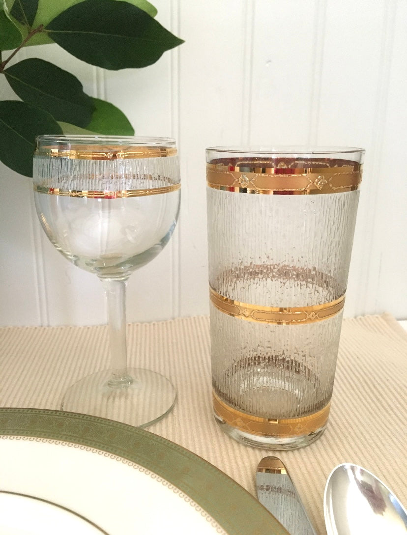 Culver Textured Gold Icicle Hiballs (Pair) 1 Available