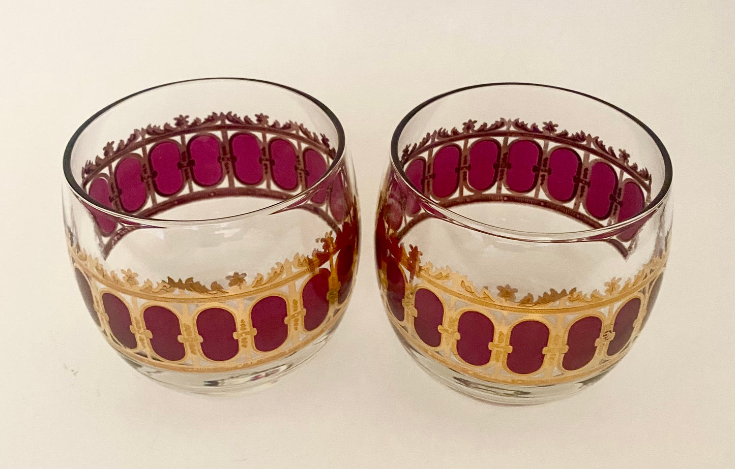 Culver Cranberry Scroll Roly Polys (Pair) 6 Available