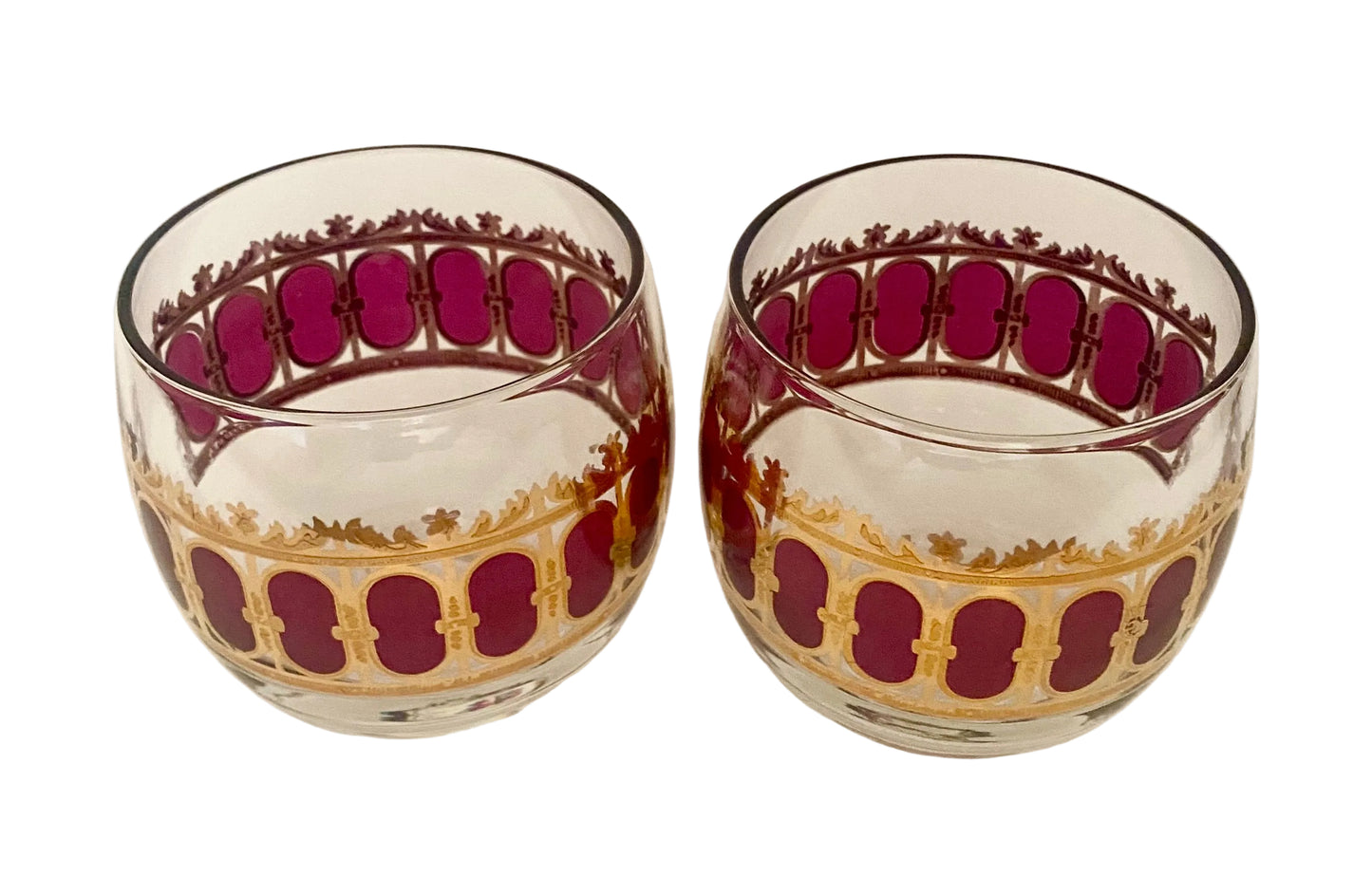 Culver Cranberry Scroll Roly Polys (Pair) 6 Available