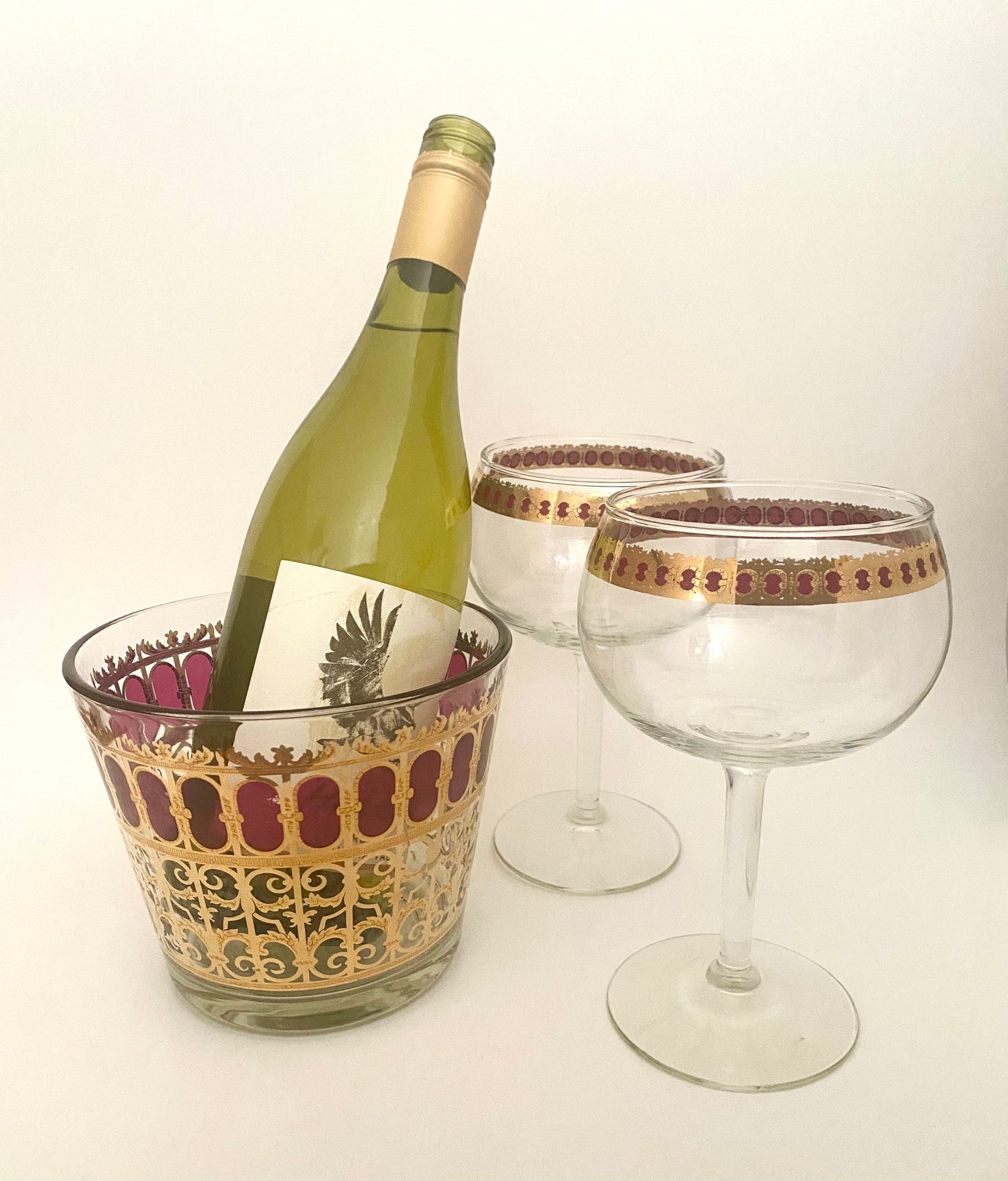 Culver Cranberry Scroll Ice Bucket