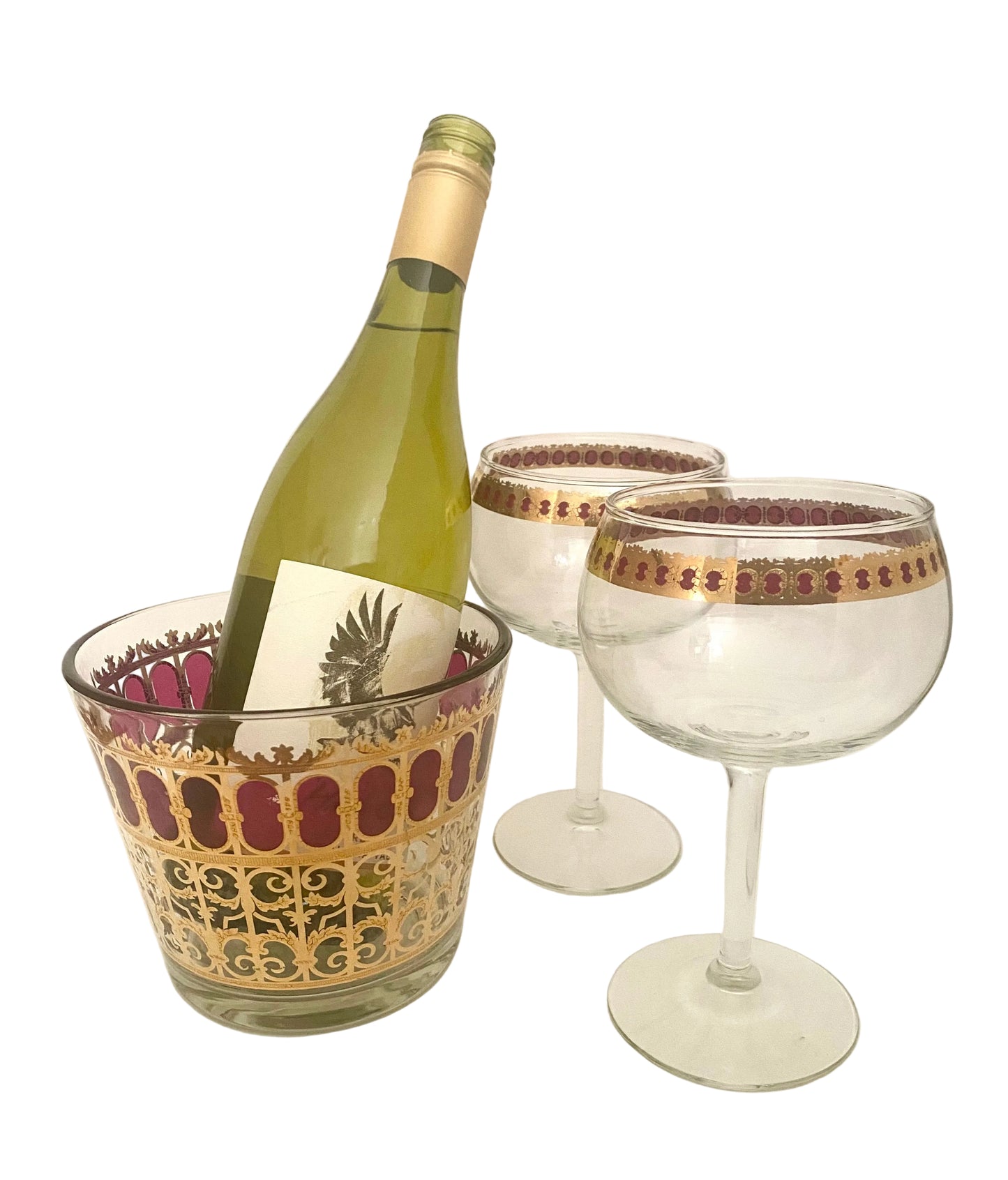 Culver Cranberry Scroll Ice Bucket