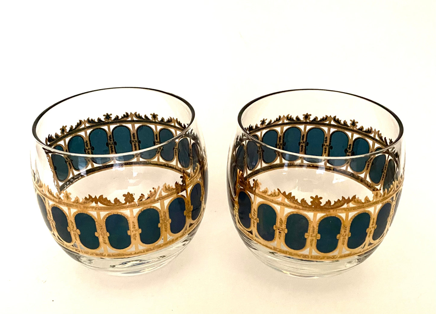 Culver Emerald Scroll Roly Polys (Pair) 5 Available