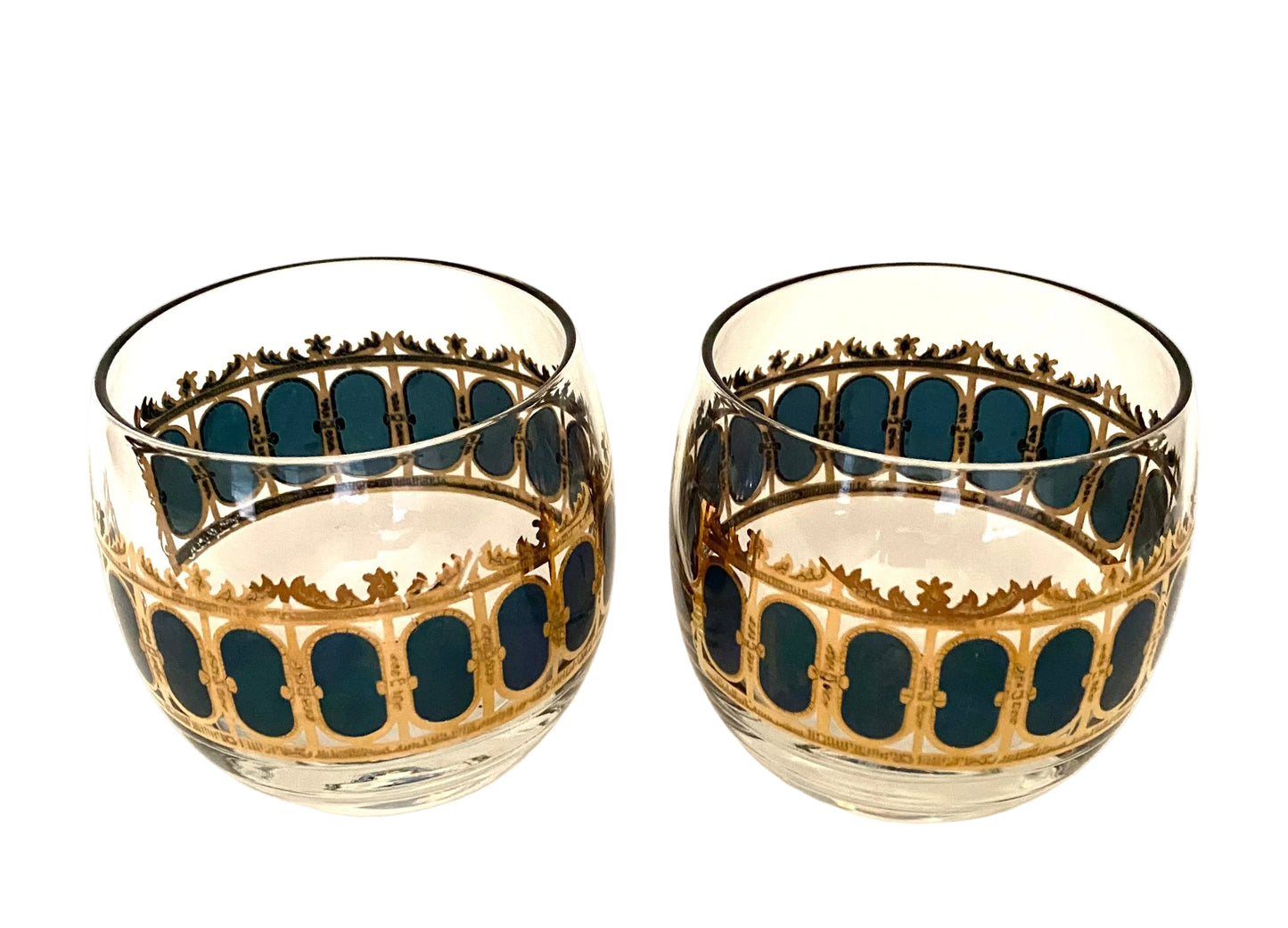 Culver Emerald Scroll Roly Polys (Pair) 3 Available