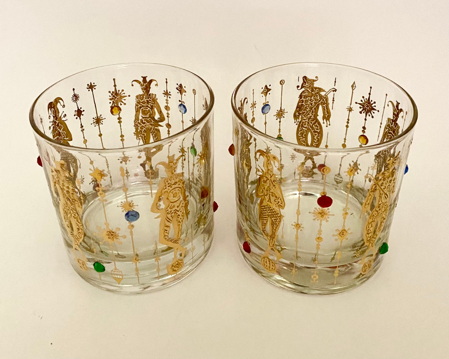 Culver Mardi Gras Jeweled Jester Executive Cocktails (Pair) 1 Available