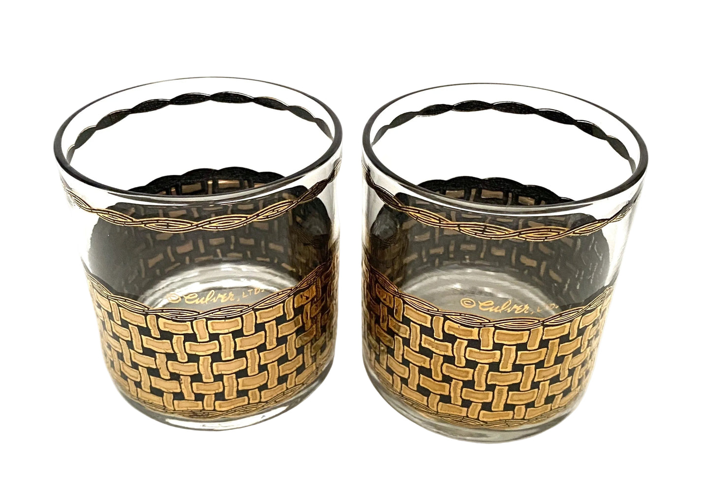 Culver Basketweave Executive Cocktails (Pair) 4 Available