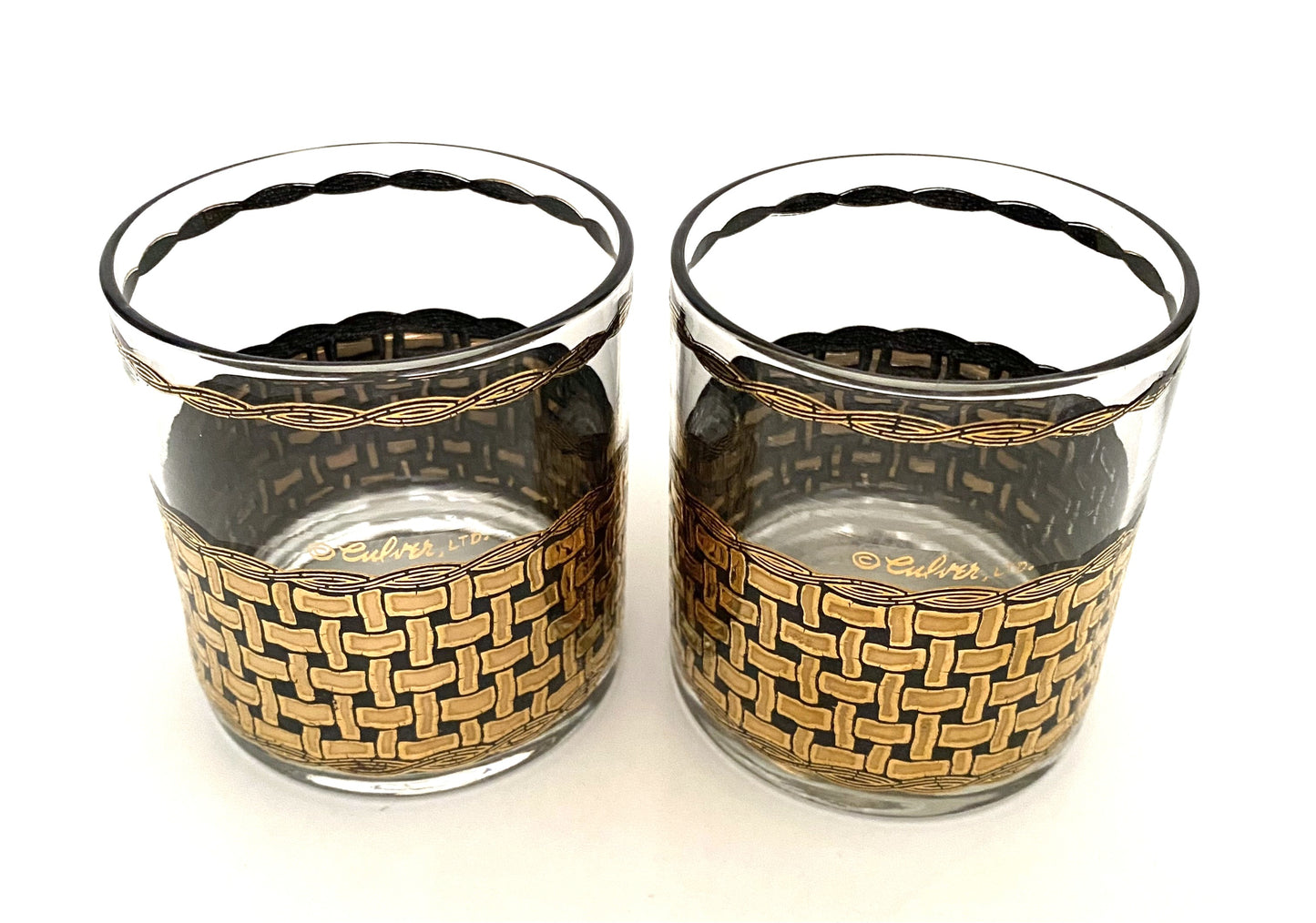 Culver Basketweave Executive Cocktails (Pair) 3 Available