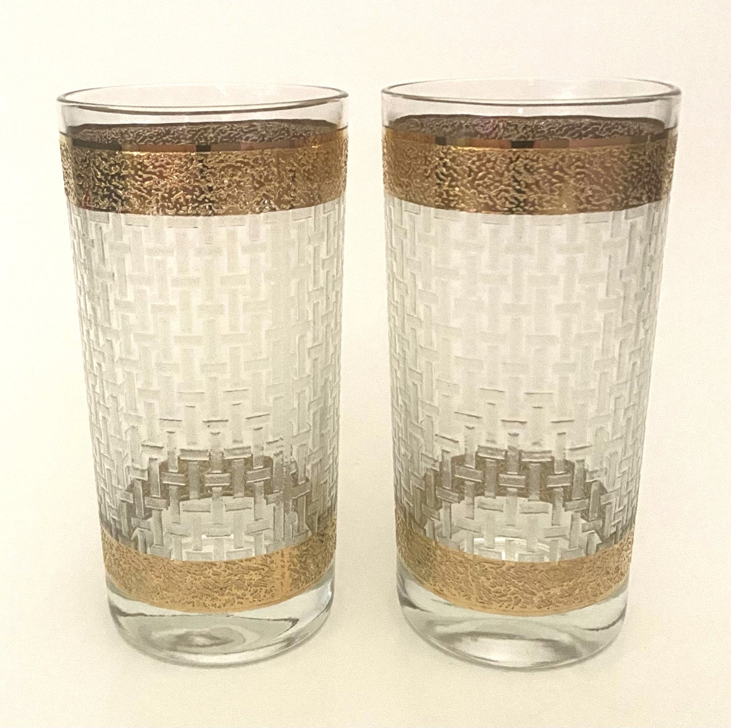 Continental Can Co, White Basketweave Hiballs (2)