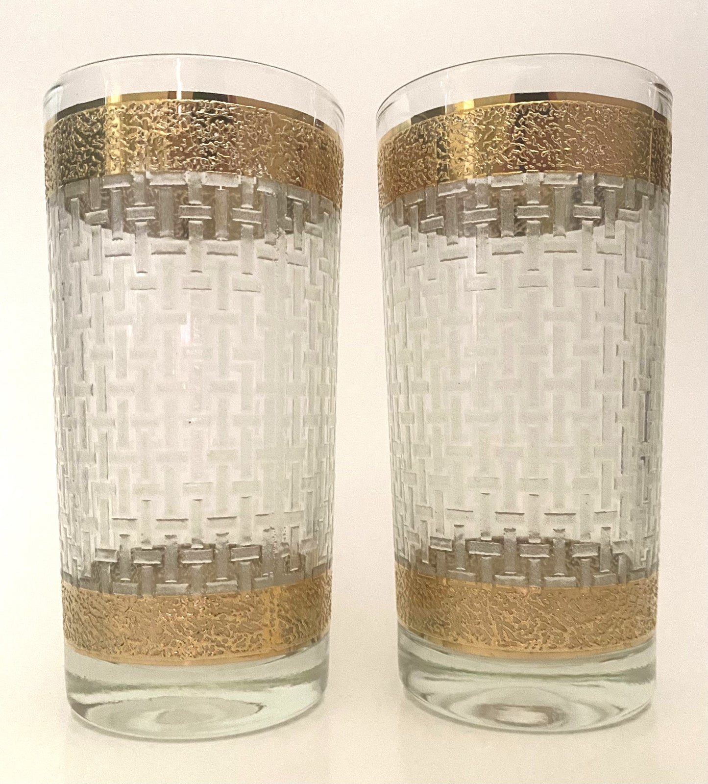 Continental Can Co, White Basketweave Hiballs (2)