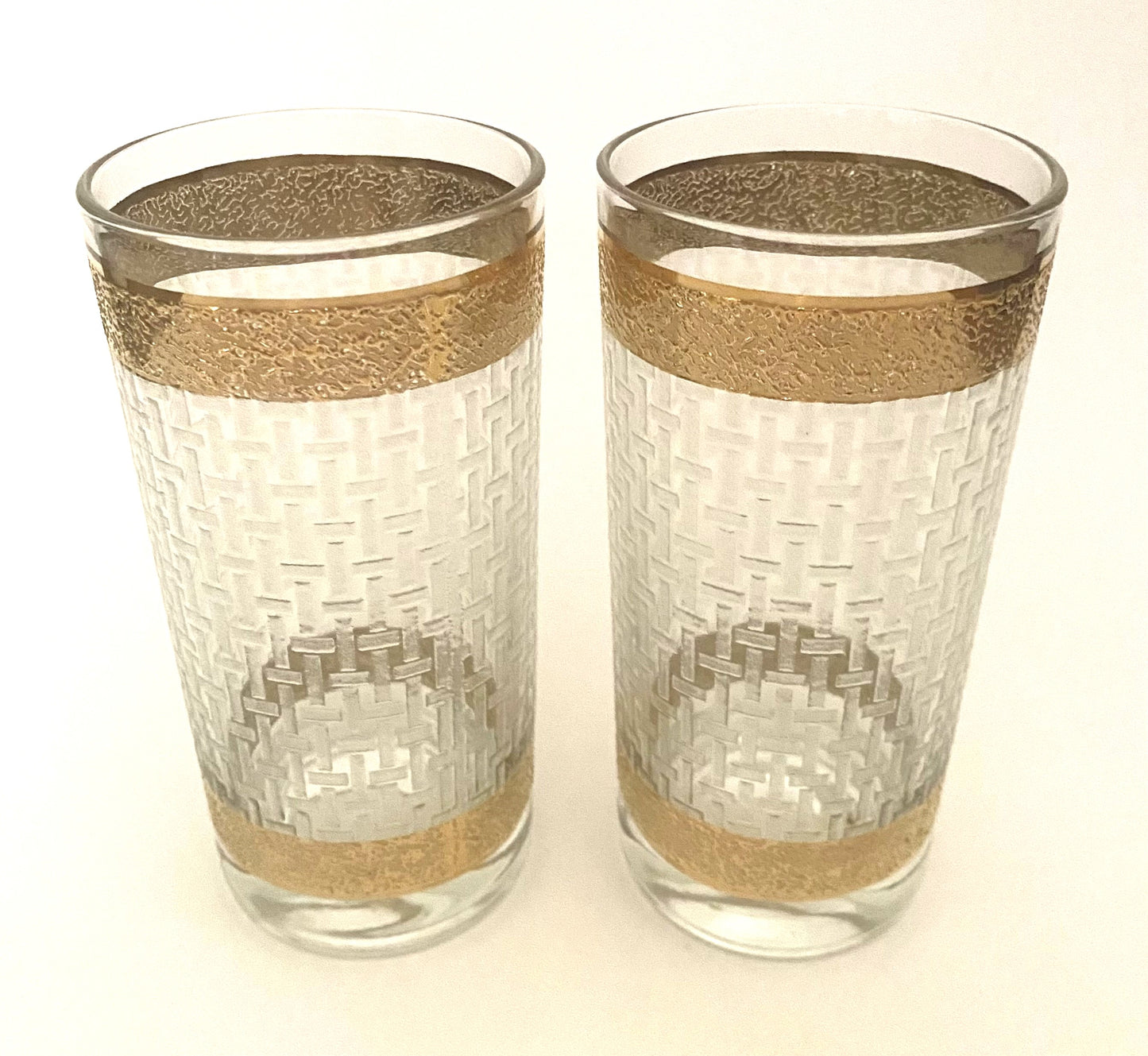 Continental Can Co, White Basketweave Hiballs (2)