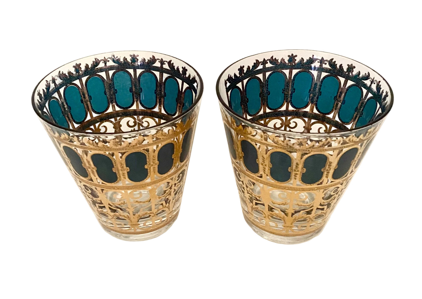 Culver Emerald Scroll Suburbans/Double Old Fashioned (Pair) 3 Available