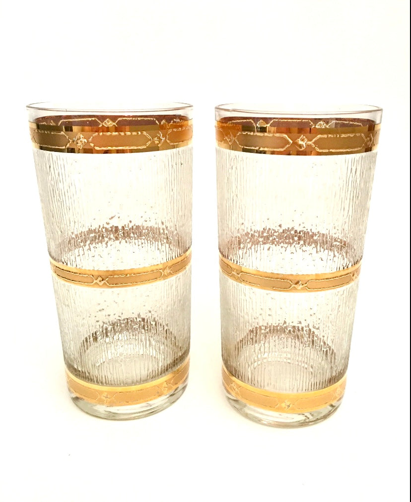 Culver Textured Gold Icicle Hiballs (Pair) 1 Available