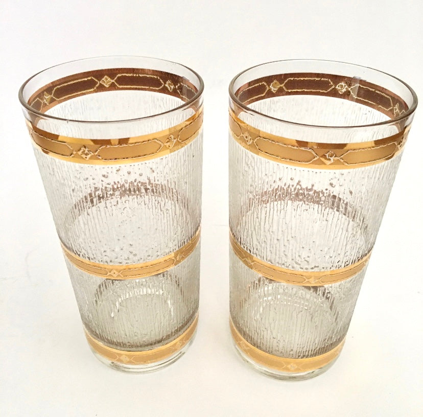 Culver Textured Gold Icicle Hiballs (Pair) 1 Available