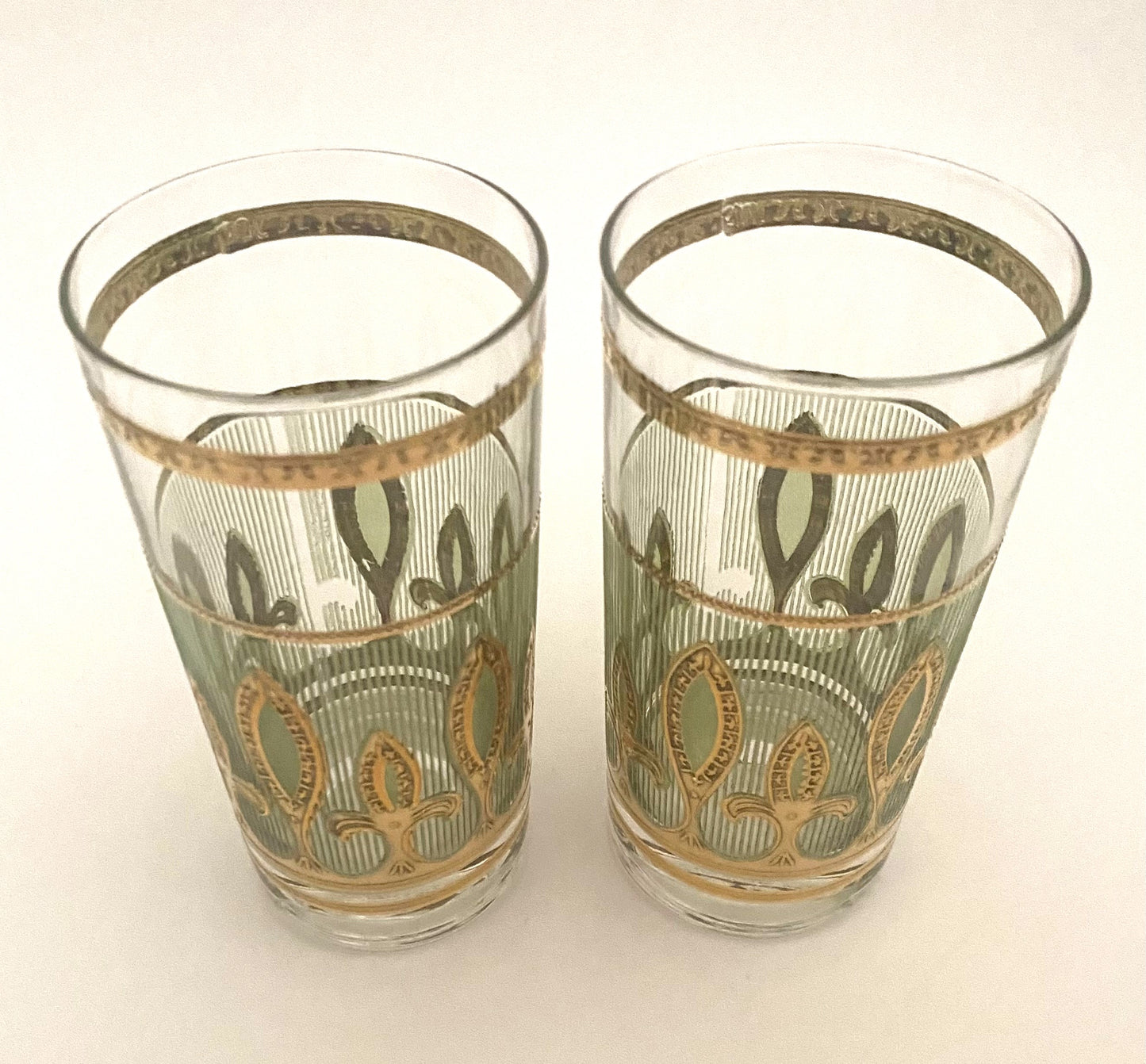 Culver Fleur de Lis Green Hiballs (Pair) 2 Available