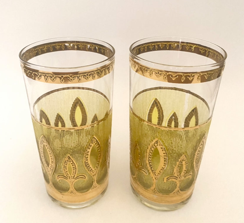 Culver Fleur de Lis Yellow Hiballs (Pair) 7 Available