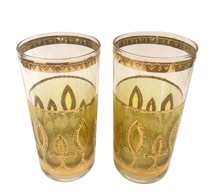 Culver Fleur de Lis Yellow Hiballs (Pair) 7 Available
