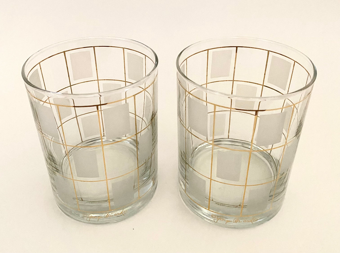 Georges Briard Windowpane Rocks (Pair) 1 Available