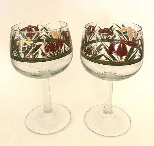 Culver Cinnabar Iris Wine Stems (Pair) 1 Available