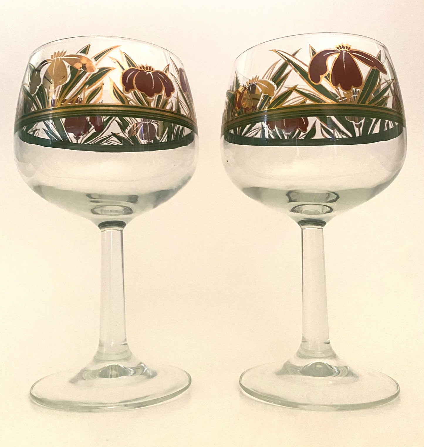 Culver Cinnabar Iris Wine Stems (Pair) 1 Available
