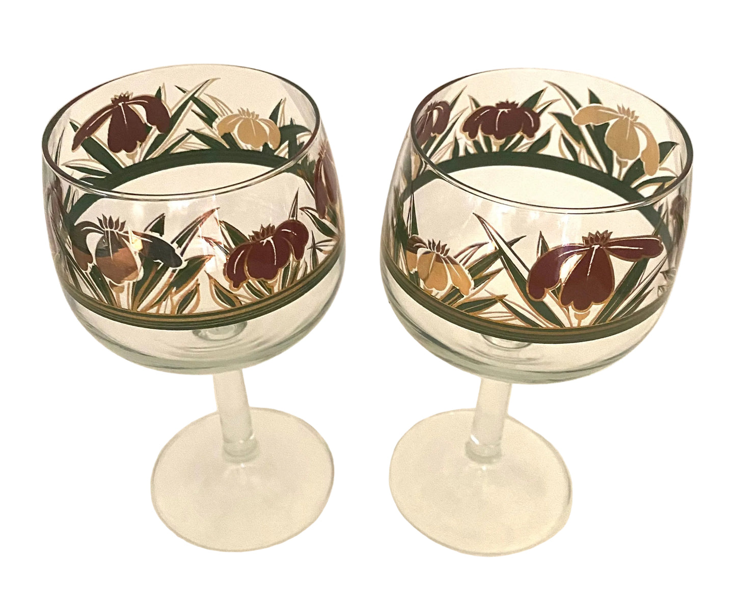 Culver Cinnabar Iris Wine Stems (Pair) 1 Available