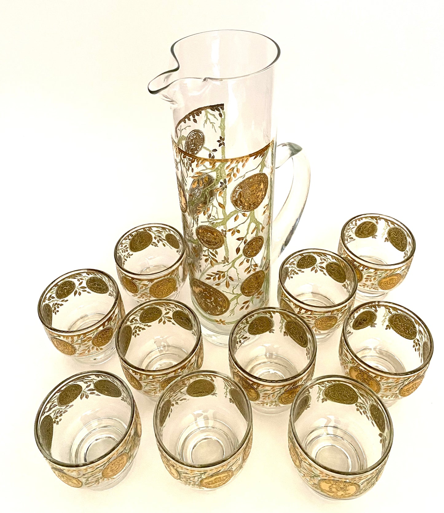 Culver Coin and Vine Handled Pitcher Set