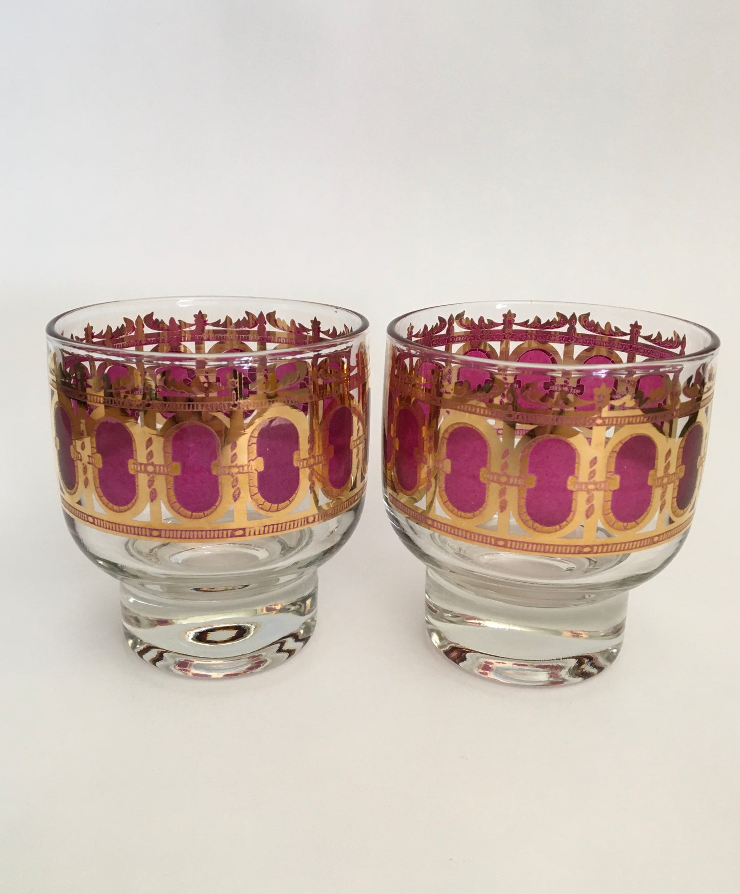 Culver Cranberry Scroll Footed Rocks (2)