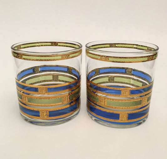 Culver Blue Empress Executive Cocktails  (Pair) 1 Available