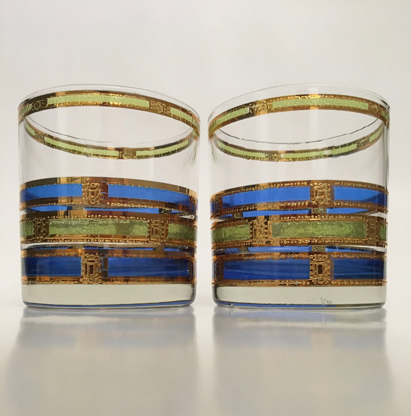 Culver Blue Empress Executive Cocktails  (Pair) 1 Available