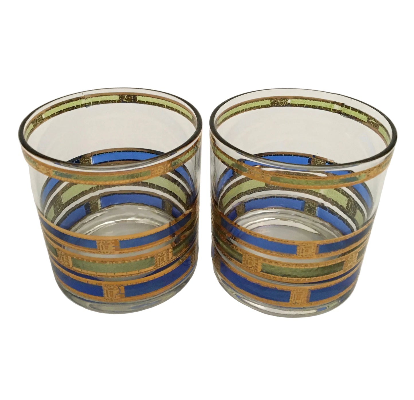 Culver Blue Empress Executive Cocktails (Pair) 2 Available