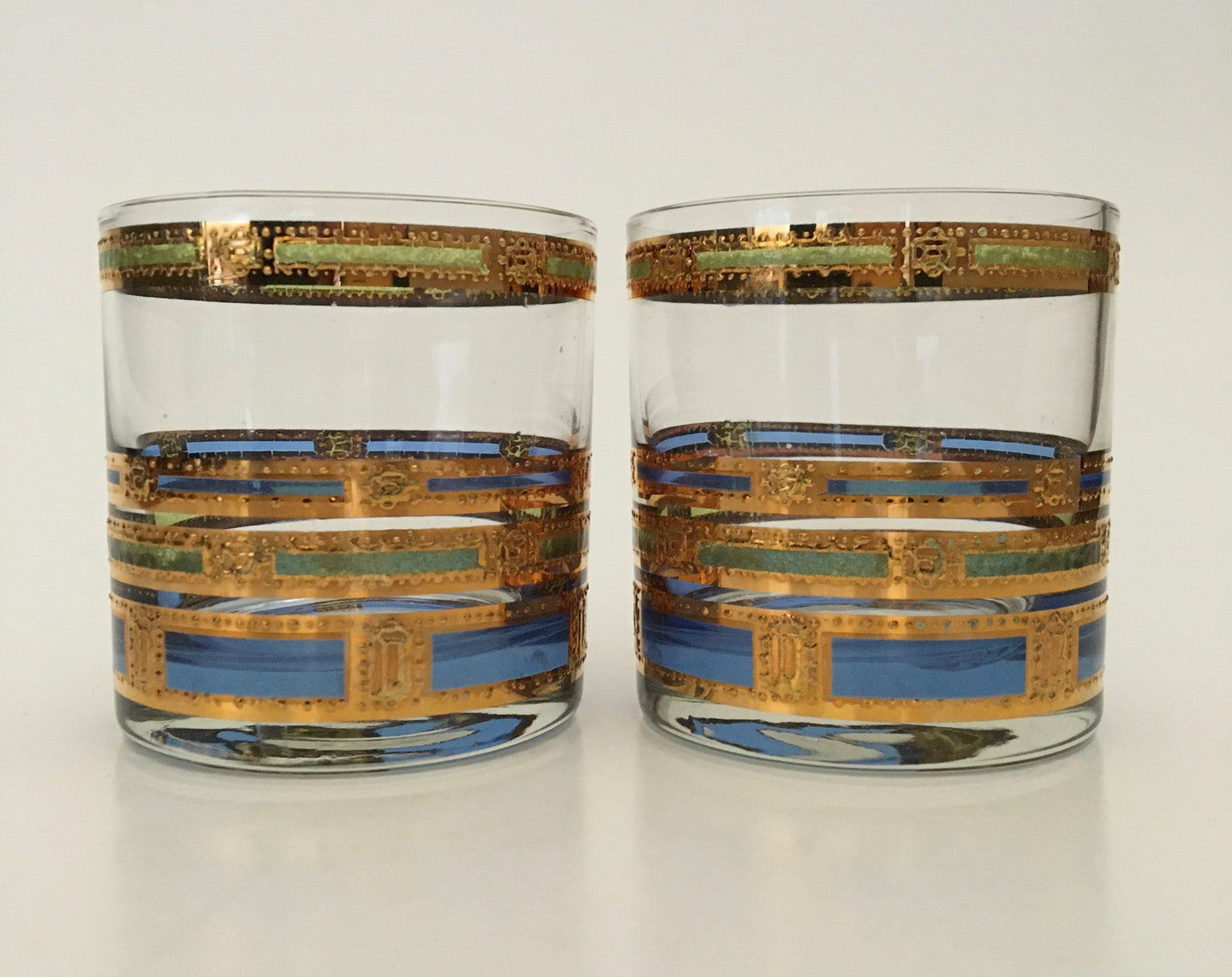 Culver Blue Empress Whiskey Glasses (Pair)