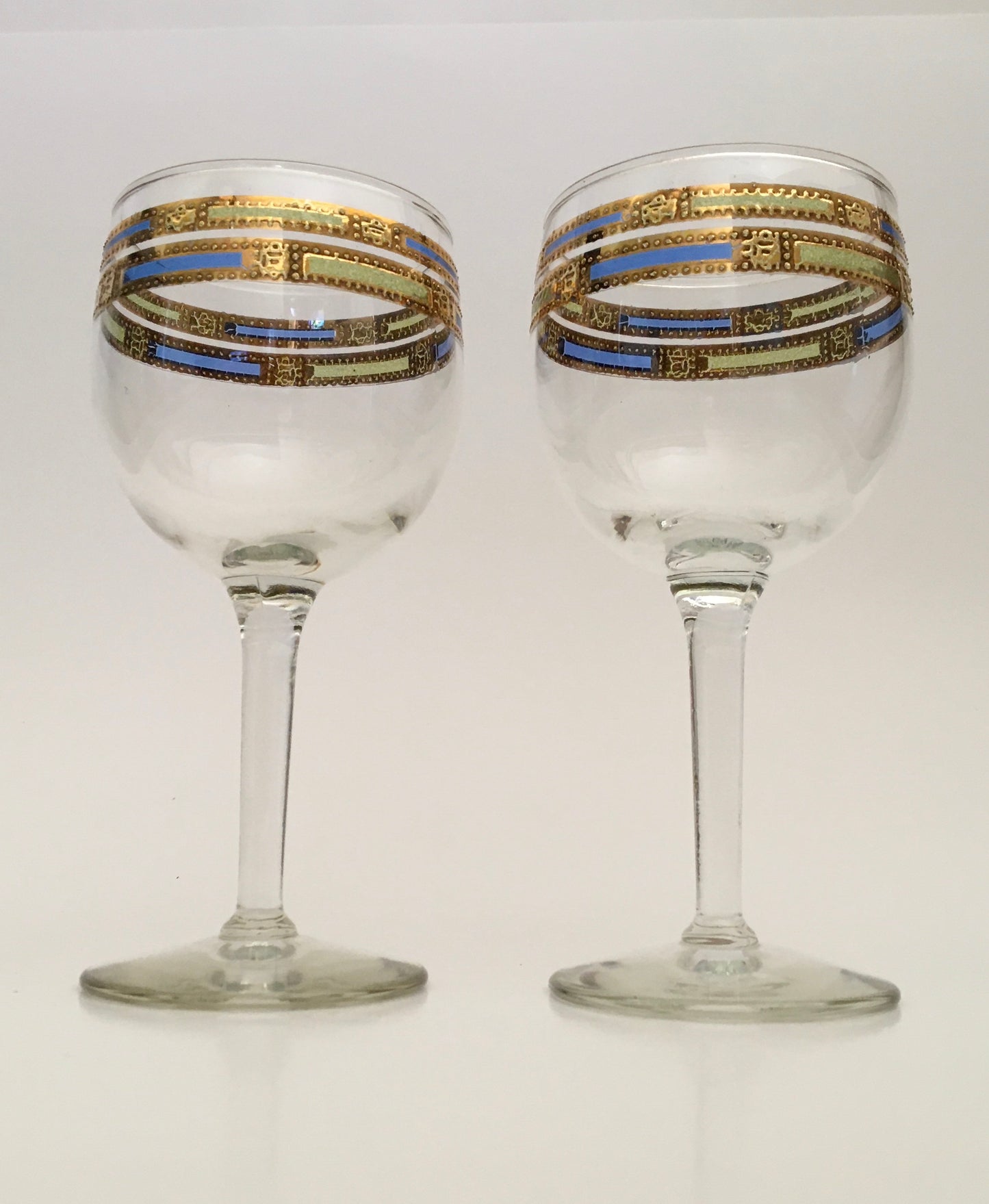 Culver Blue Empress Wine Glasses (Pair) 3 Available