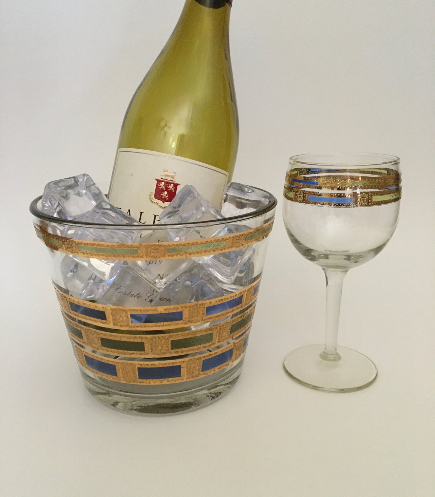 Culver Blue Empress Wine Glasses (Pair) 3 Available