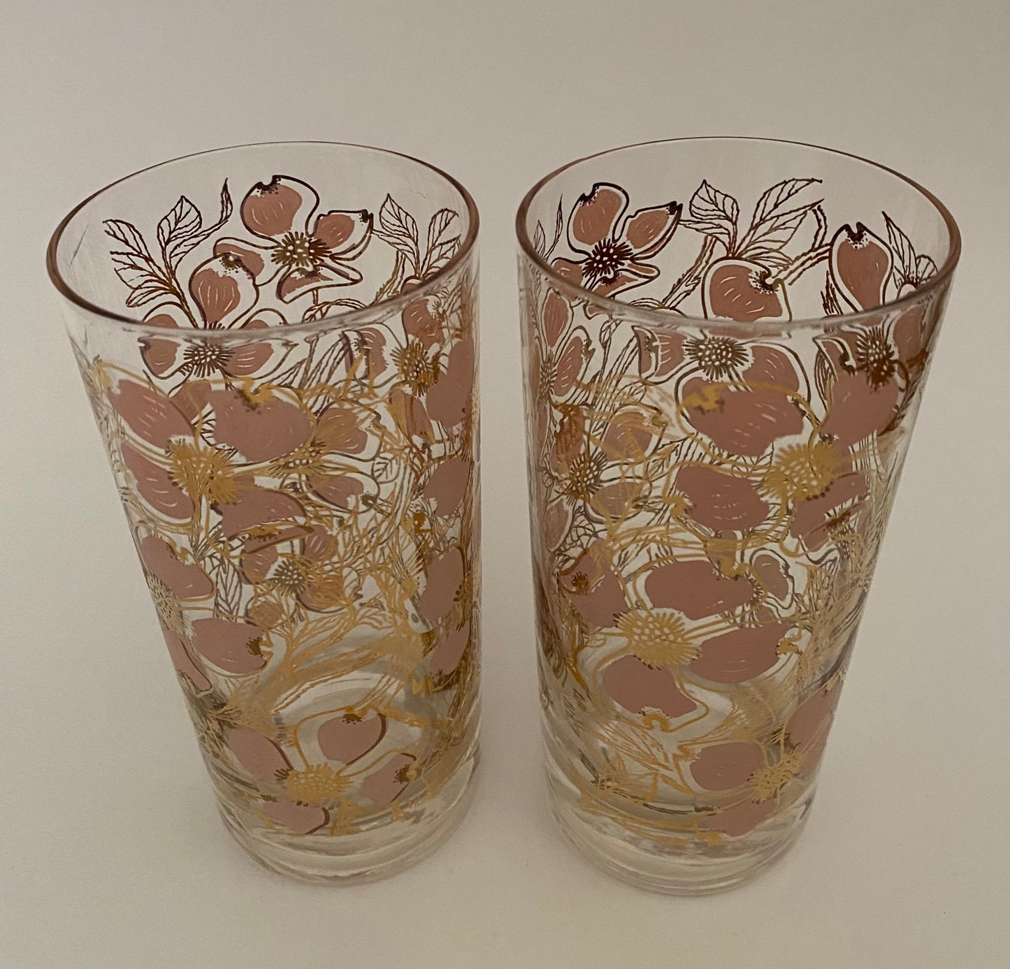 Fred Press Pink Dogwood Hiballs (Pair) 4 Available