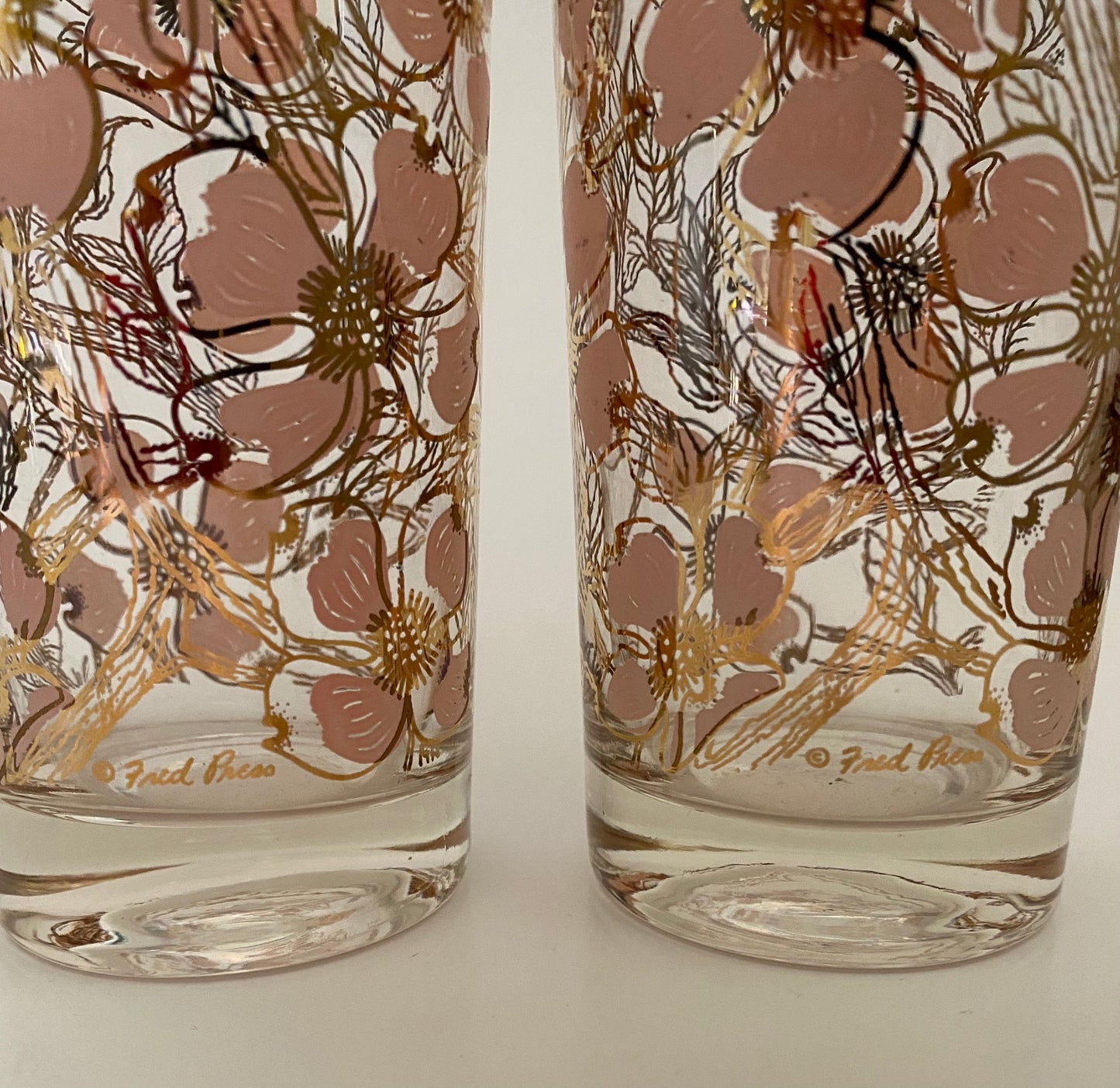 Fred Press Pink Dogwood Hiballs (Pair) 4 Available