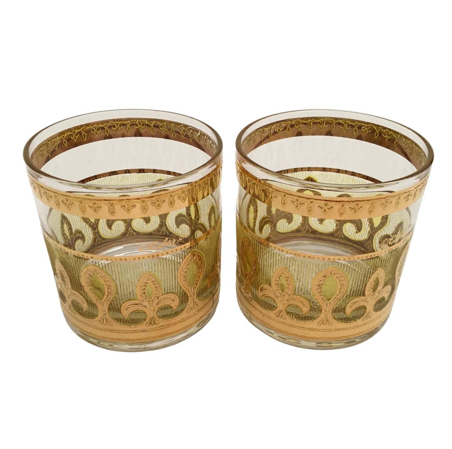 Culver Fleur de Lis Yellow Executive Cocktails/Whiskey (Pair) 1 Available