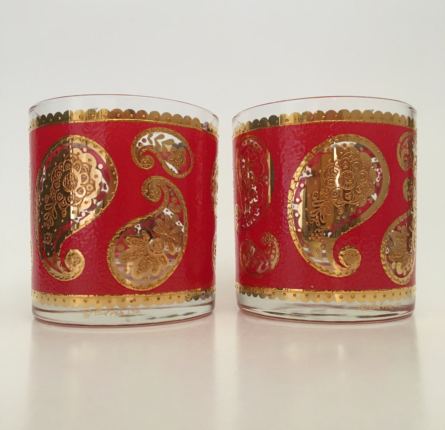 Culver Red Paisley Executive Cocktails/Whiskey (2)