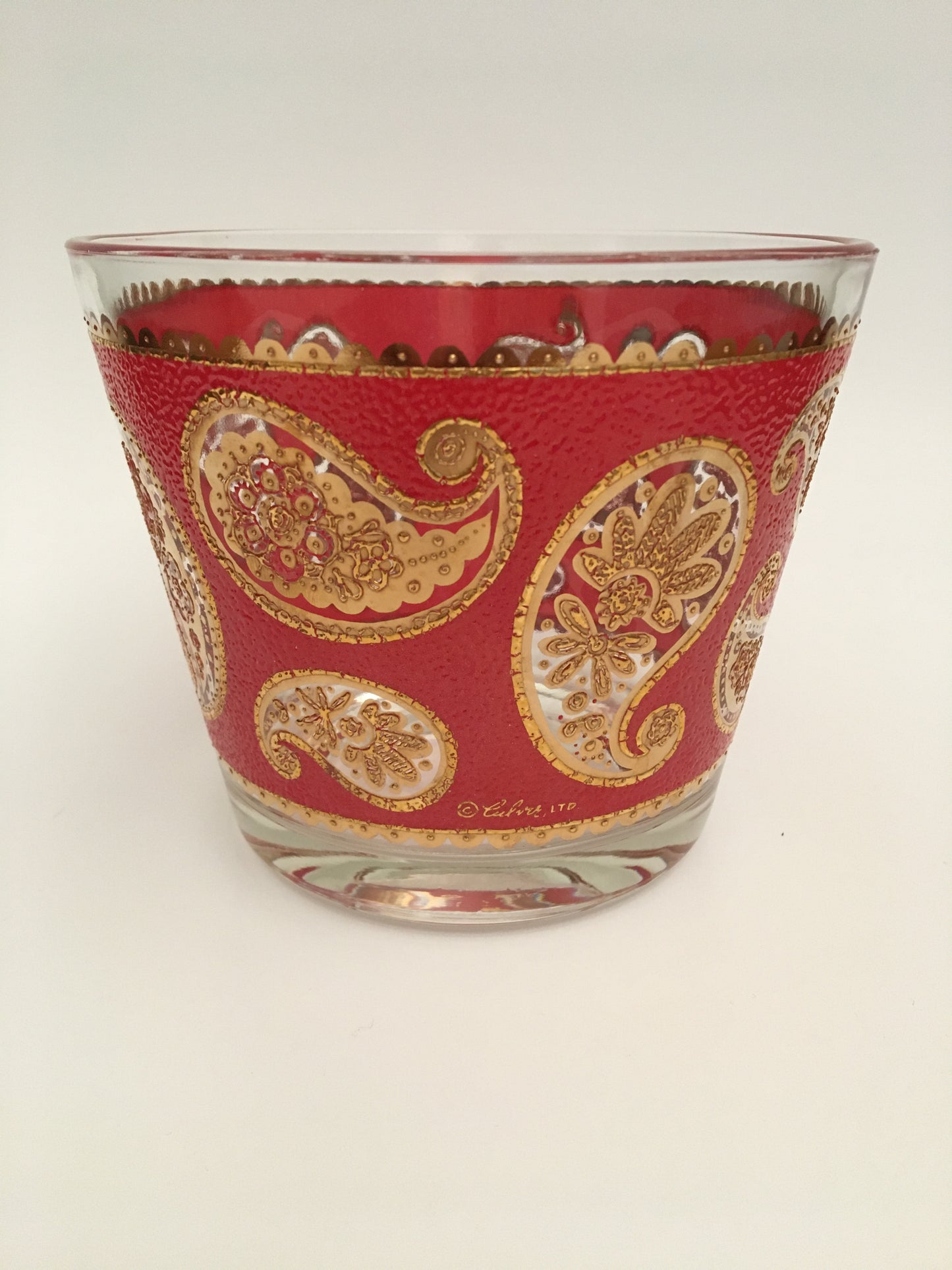 Culver Red Paisley Ice Bucket
