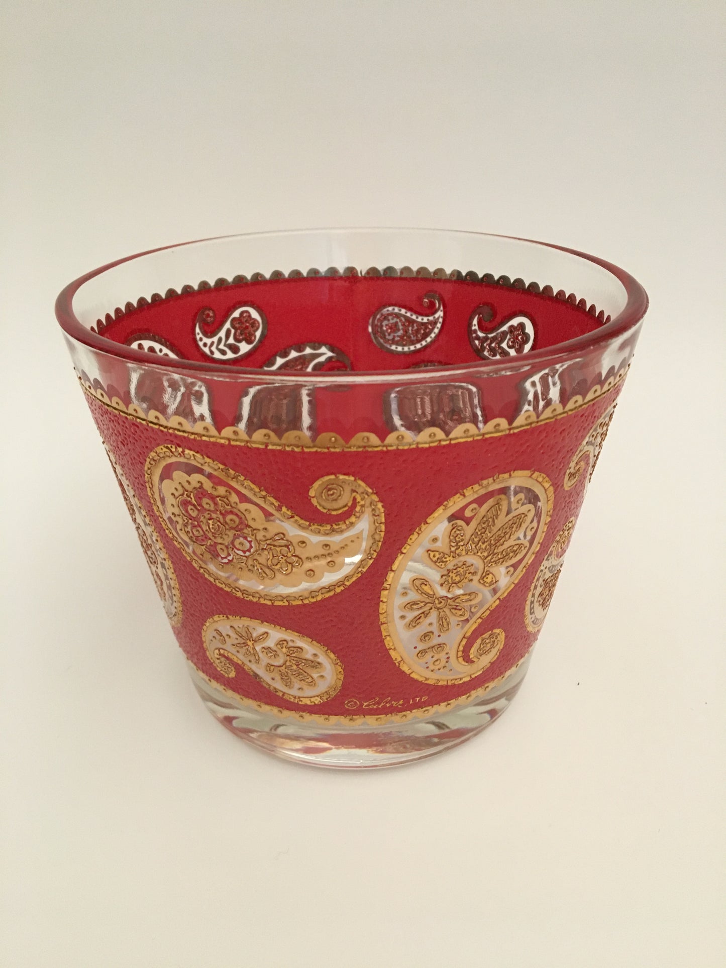 Culver Red Paisley Ice Bucket