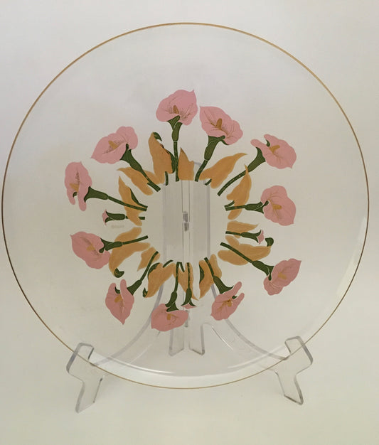 Culver Pink Calla Lily Round Tray