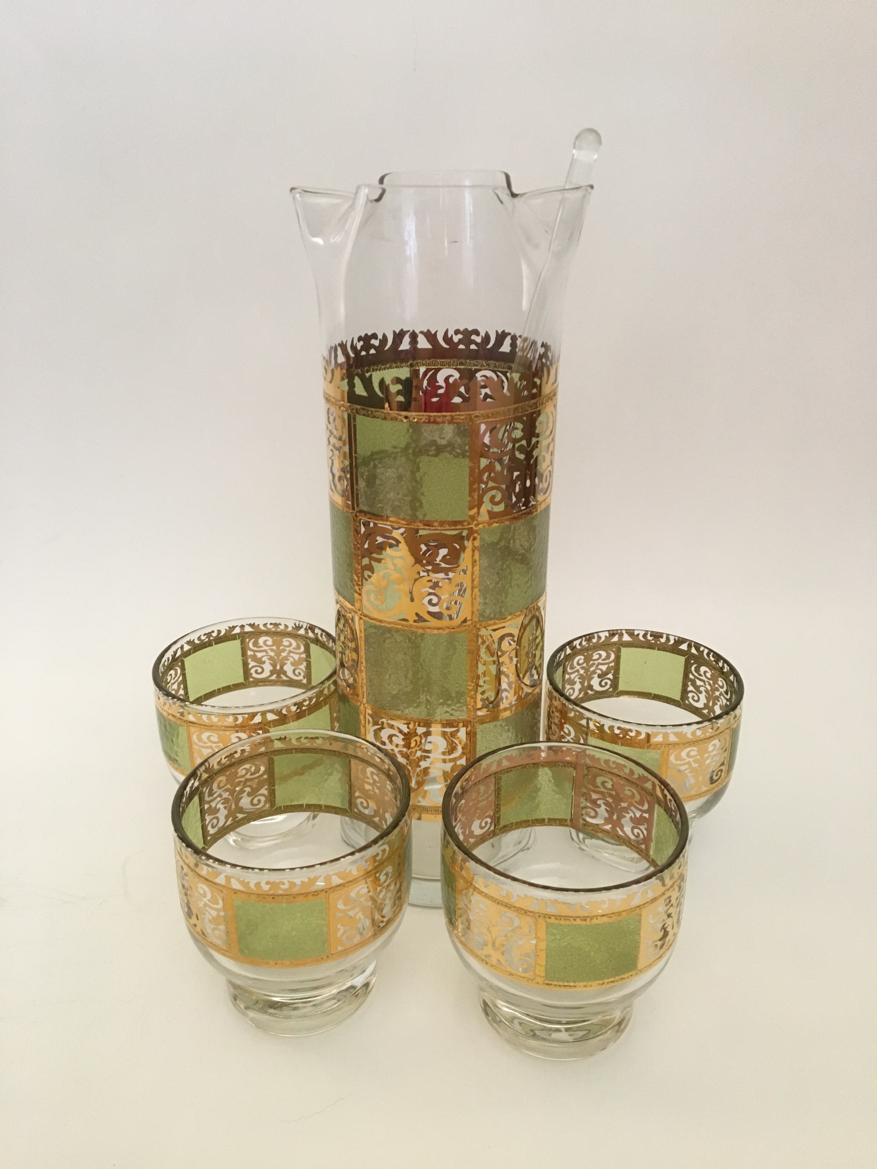 Mid-Century Culver Ltd. Prado Bar Glasses Set Martini For Sale at