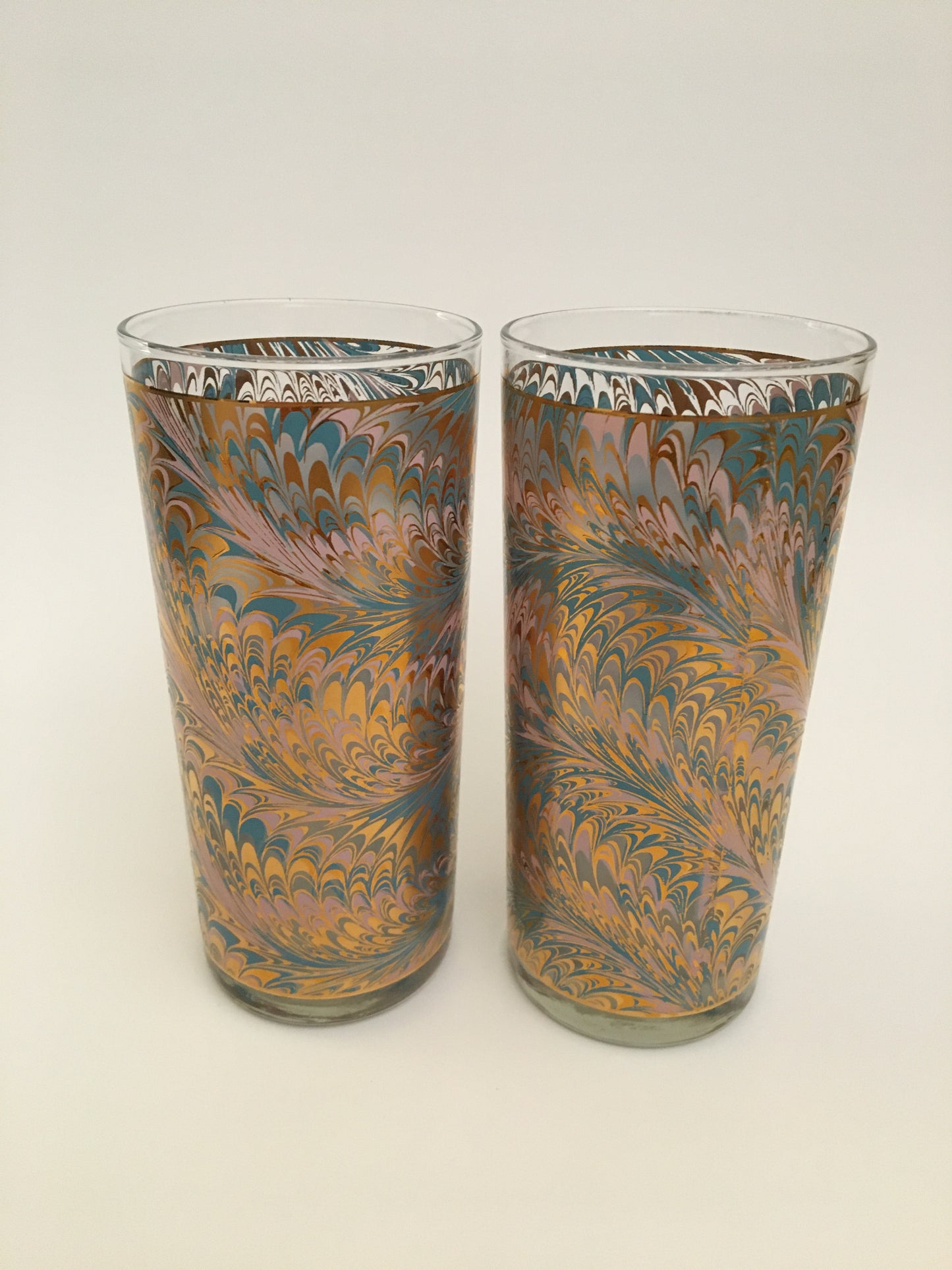 Culver Aqua/Pink Marble Hiballs (2)