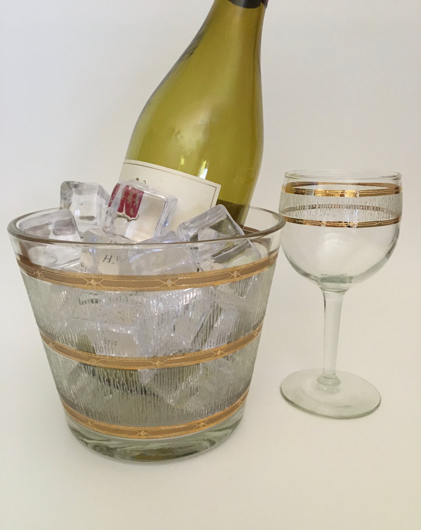 Culver Textured Gold Icicle Wine Glasses (Pair) 3 Available
