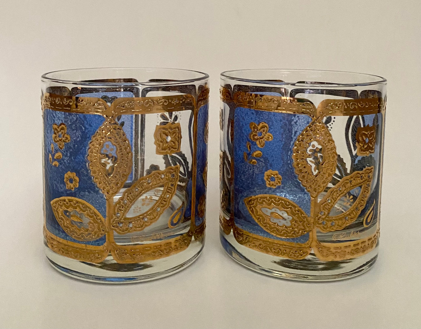 Culver Blue & Gold Leaf Whiskey (Pair) 3 Available (Copy)