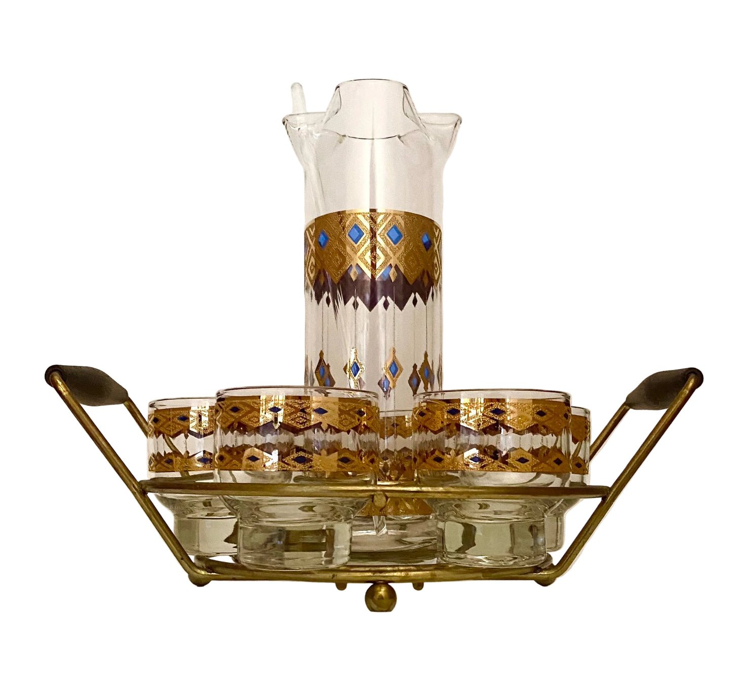 Culver King's Rowe Pitcher Set with Caddy and Stir Stick