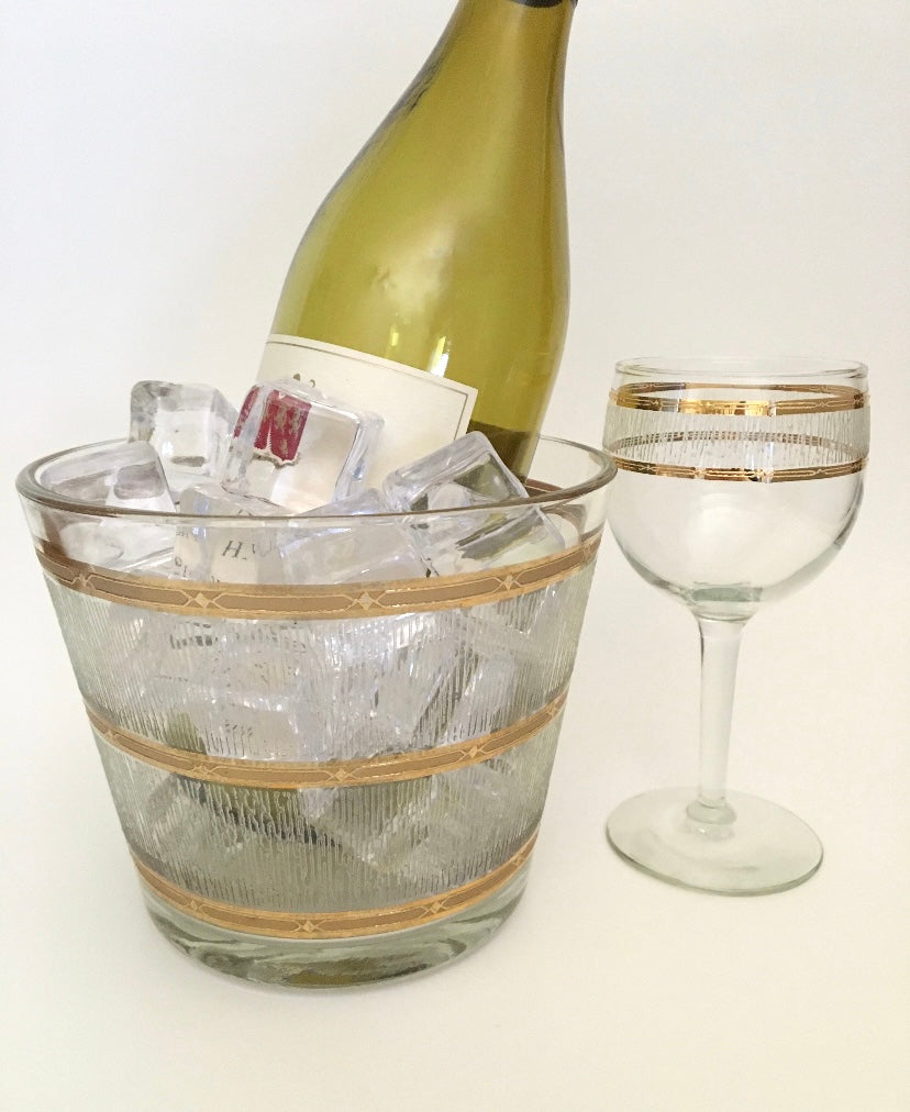 Culver Textured Gold Icicle Ice Bucket