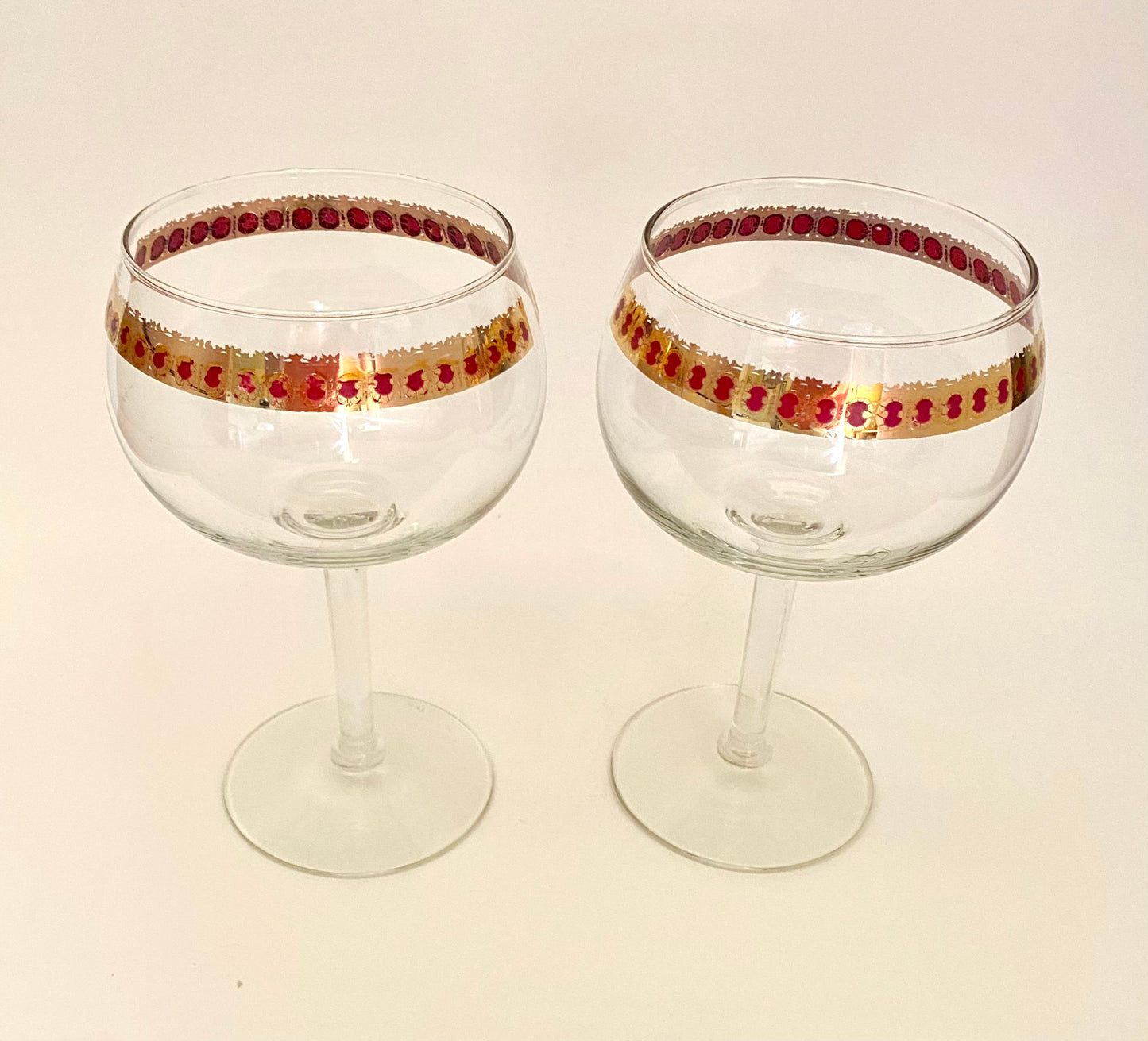 Culver Cranberry Scroll Large Wine Glasses (Pair) 6 Available