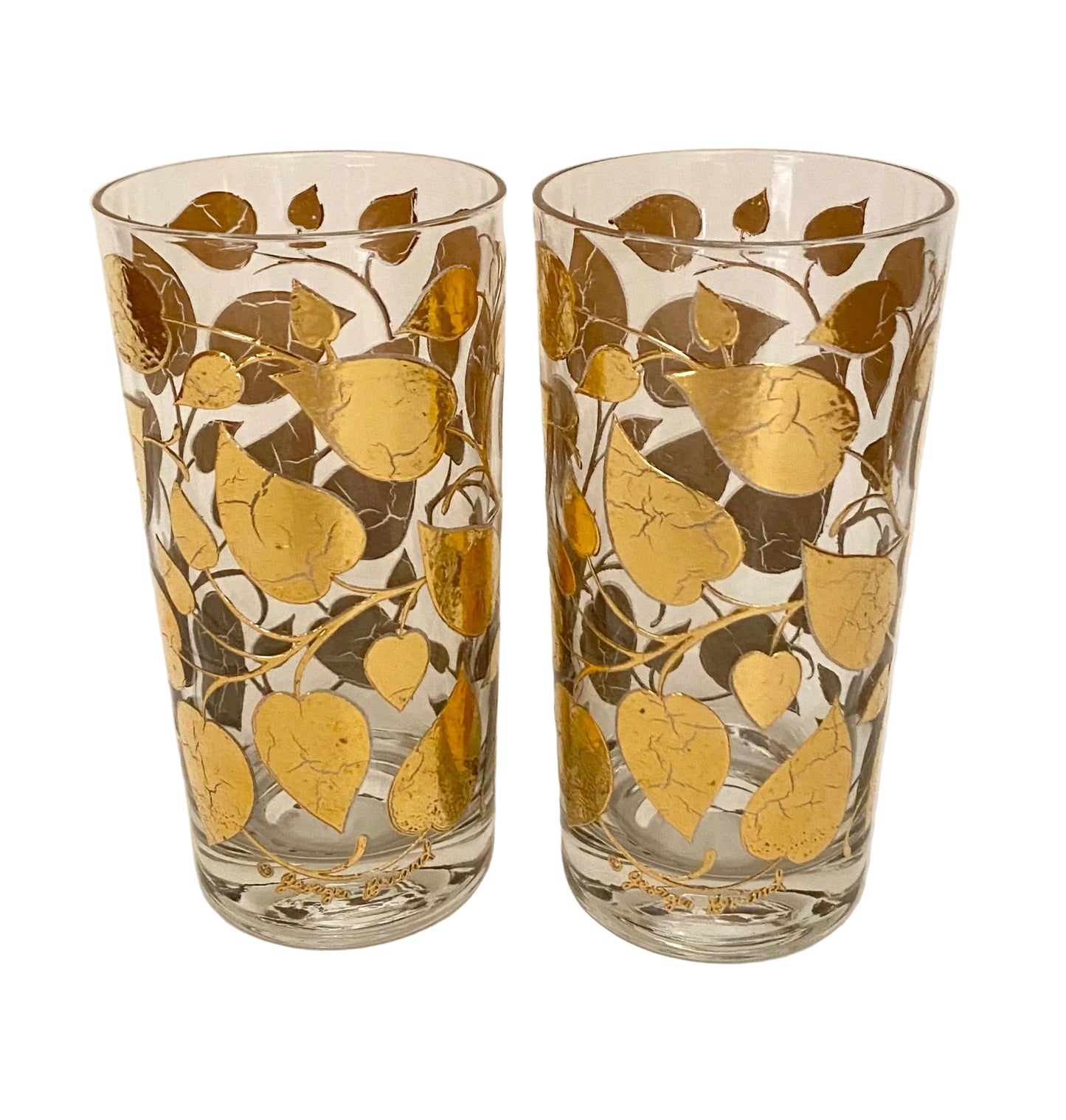 Georges Briard Gold Vine Hiballs (Pair) 2 Available