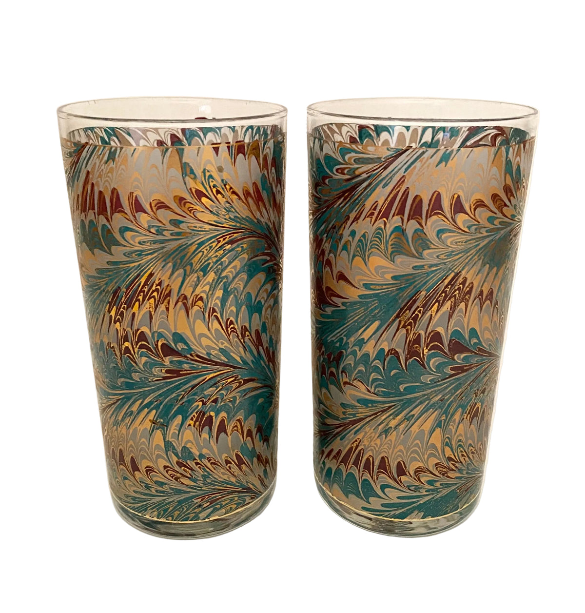 Culver Teal/Maroon Marble Hiballs (Pair) 3 Available